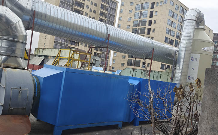 活性炭除味凈化器水噴淋塔+活性炭除味裝置廢氣處理工程案例