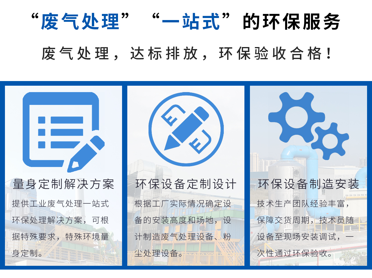 “廢氣處理，達標(biāo)排放，環(huán)保驗收合格！